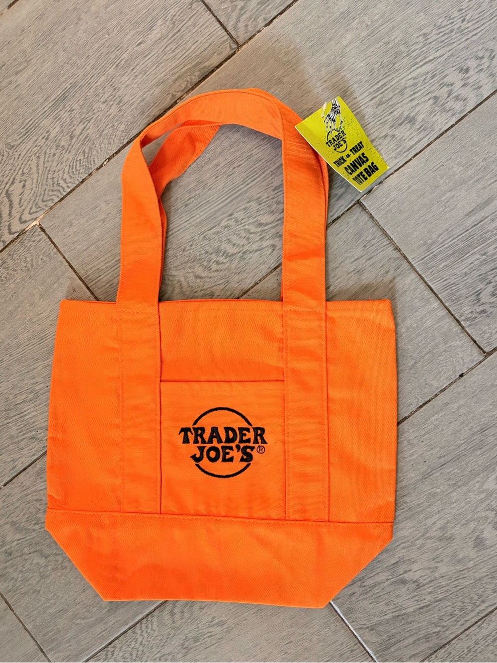 Trader Joe's Halloween Orange Canvas Tote Bag - NWT